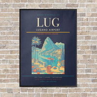 Thumbnail for Lugano Airport LUG vertical canvas print - framed - navy blue background