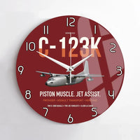 Thumbnail for C-123K Provider design on dark red no frame wall clock