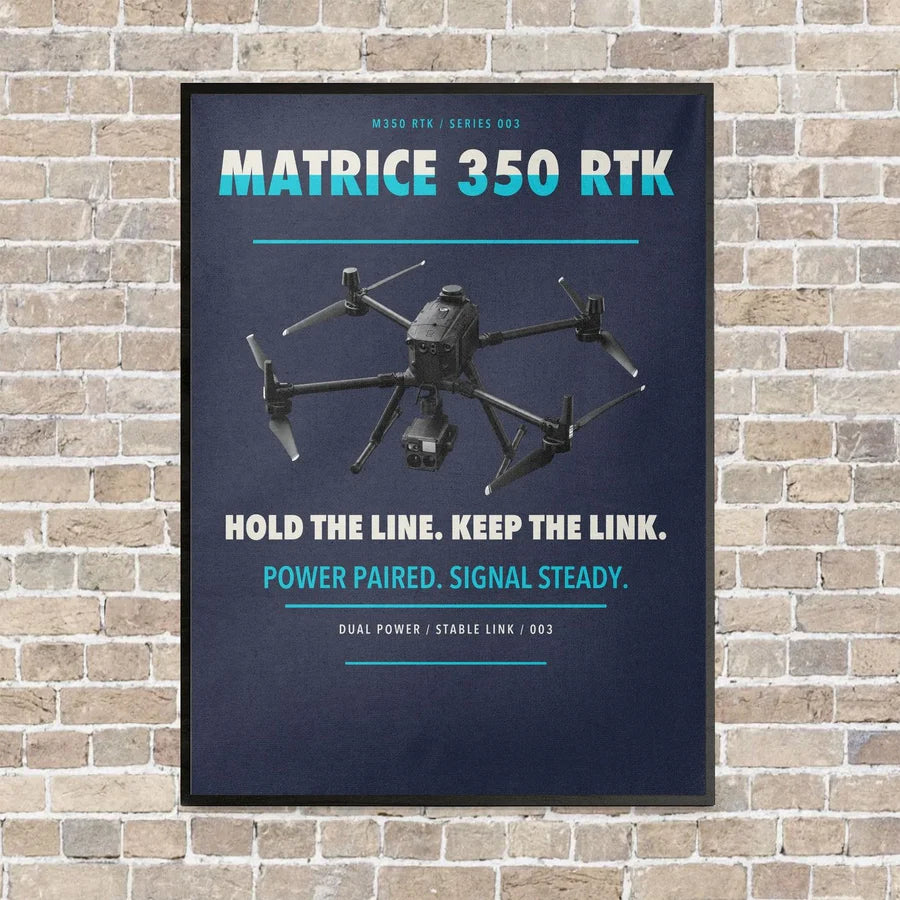 DJI Matrice 350 RTK vertical canvas print - framed - navy blue background