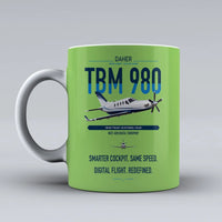 Thumbnail for Daher TBM 980 design on light green ceramic mug, double-side print