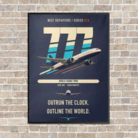 Thumbnail for Boeing 777-200LR vertical canvas print - framed - navy blue background