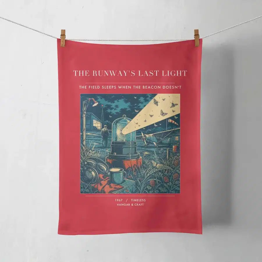 VINTAGE G4425 - The Runway's Last Light - Designed Towels design on red