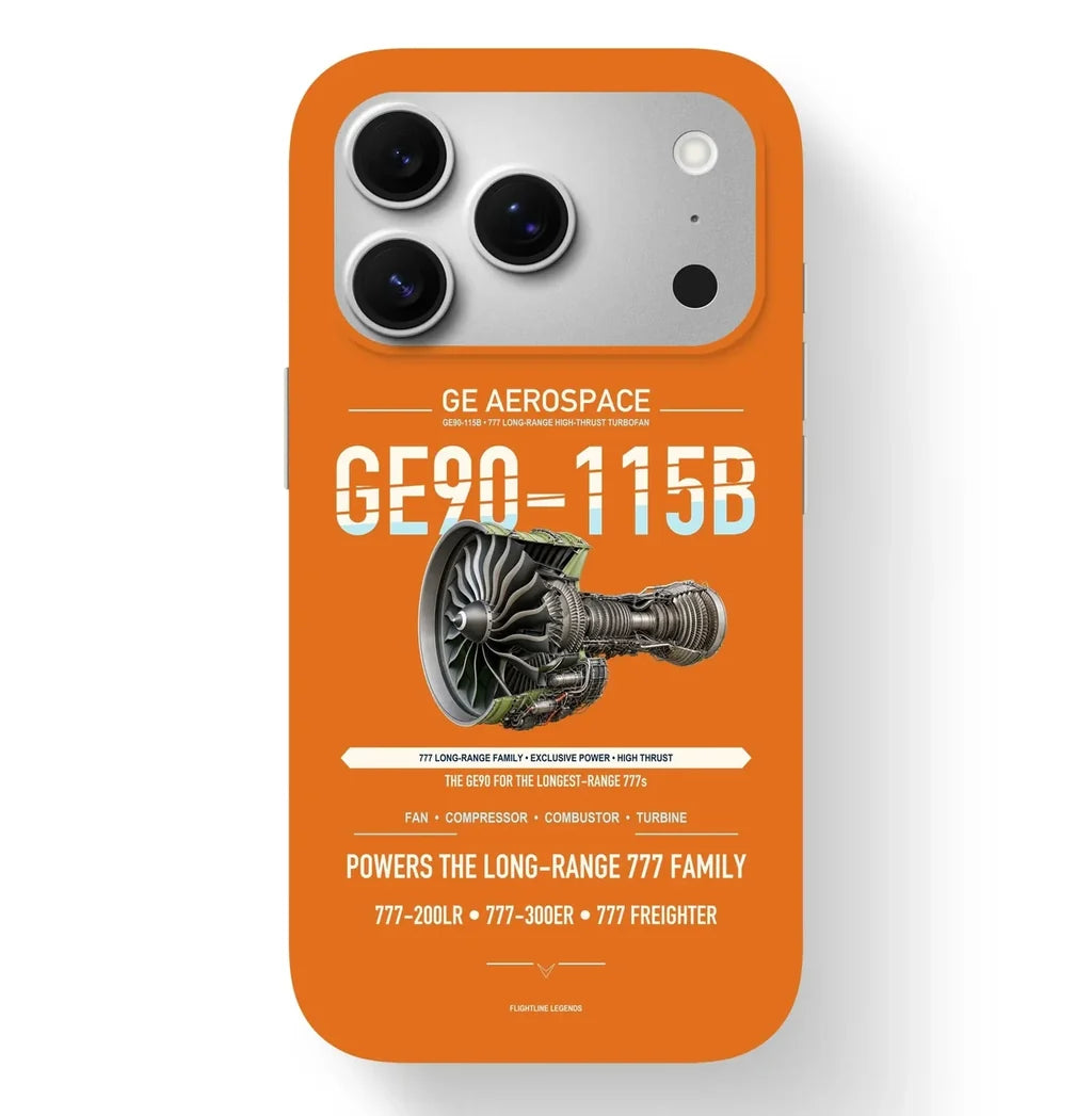 GE90-115B Case design on orange iphone case