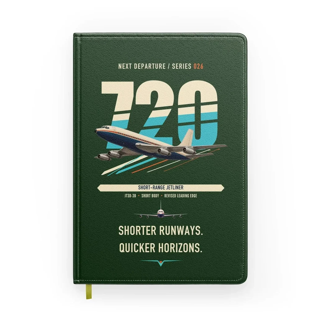 Boeing 720B design on dark green notebook