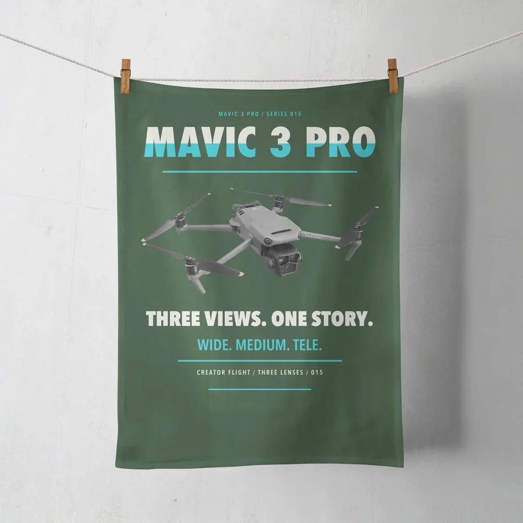 DJI Mavic 3 Pro design on dark green towel