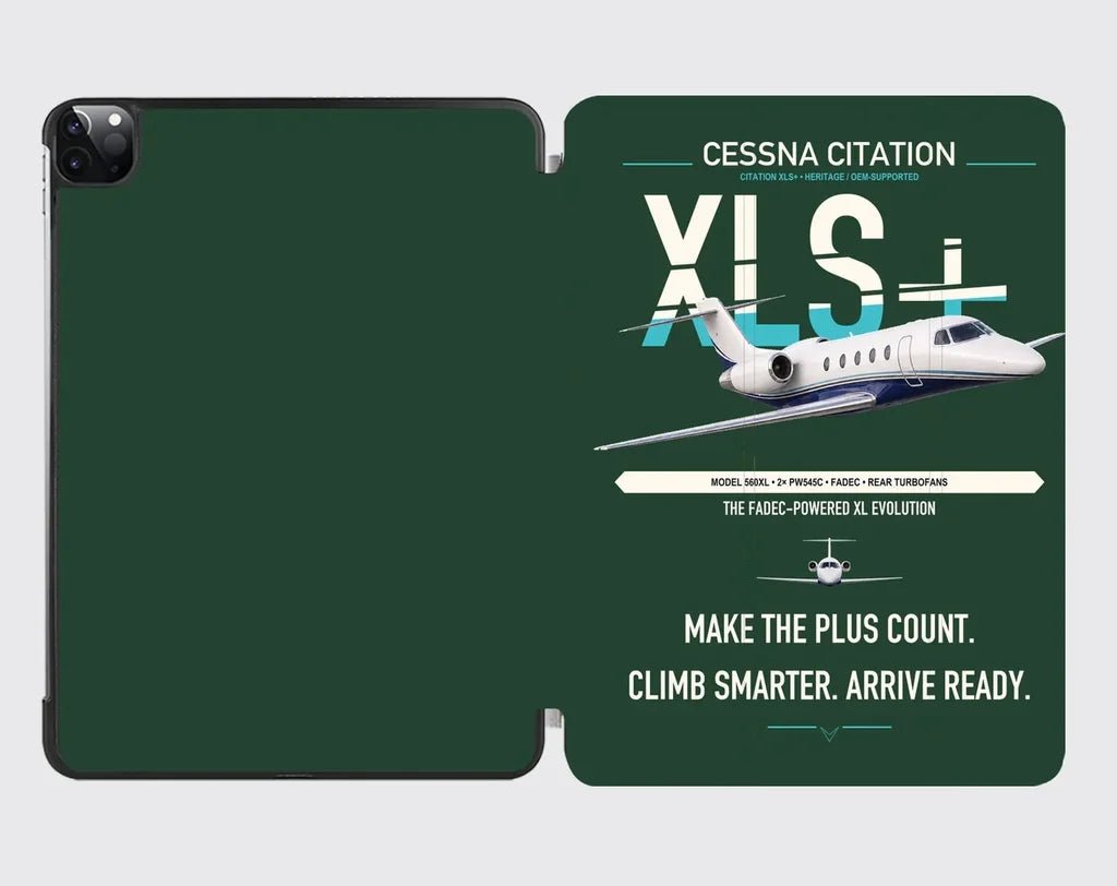 Cessna Citation XLSPlus design on dark green ipad tablet case
