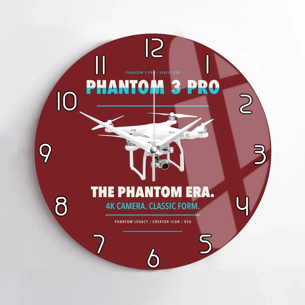 DJI Phantom 3 Professional design on dark red no frame wall clock