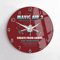 Thumbnail for DJI Mavic Air 2 design on dark red no frame wall clock
