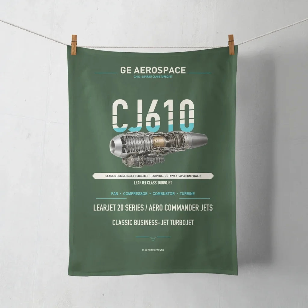CJ610 design on dark green towel