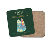 Thumbnail for Malvinas Argentinas International Airport (USH) design on dark green 1 piece coaster