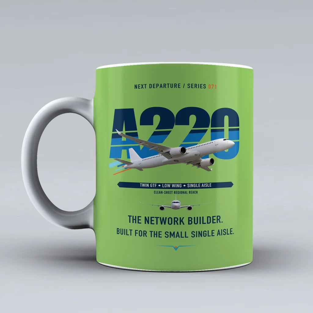 A220-300 Mug design on light green airbus