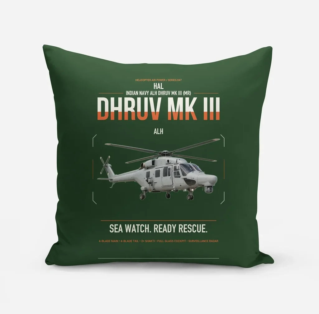 HAL ALH Dhruv Mk III design on dark green pillow