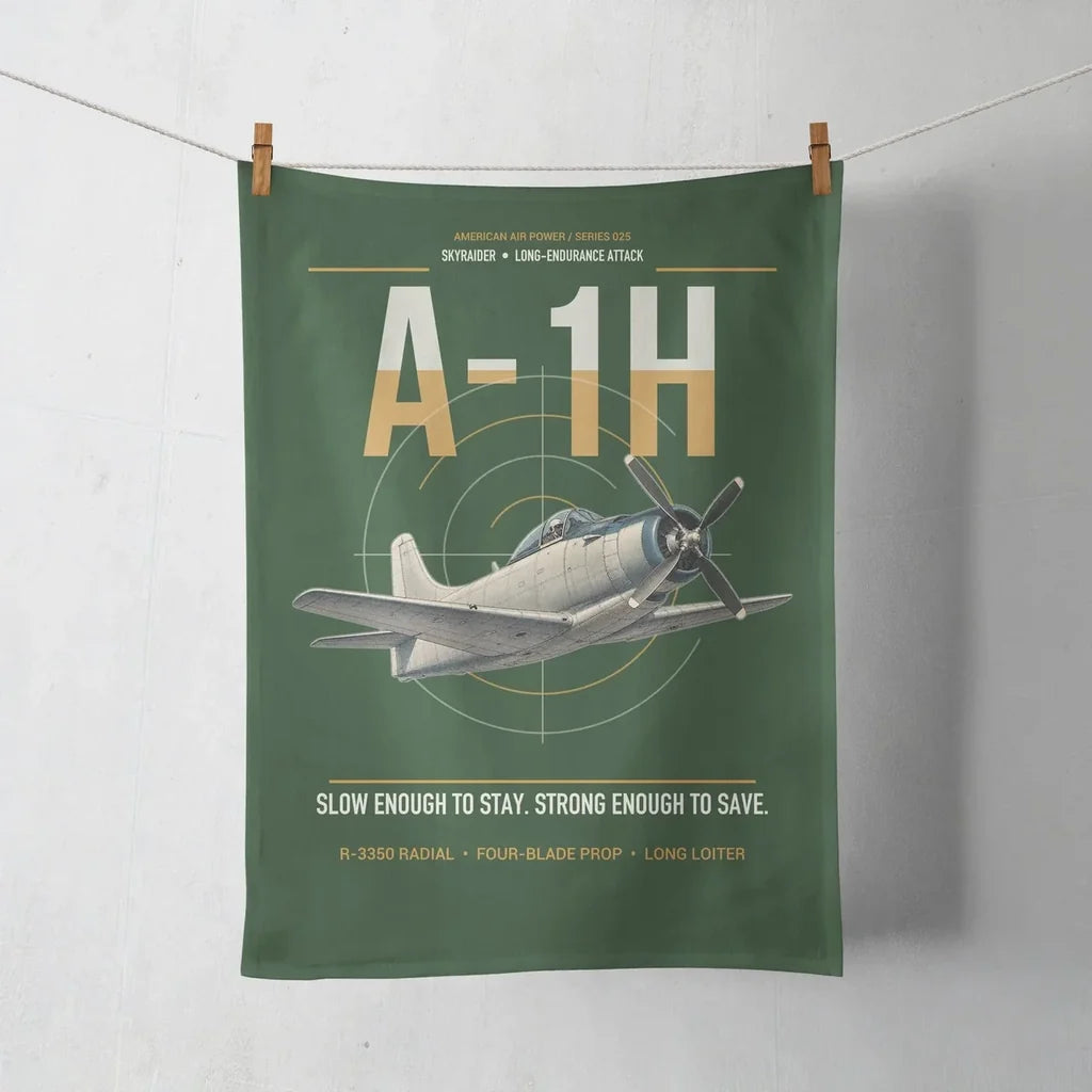 A-1H Skyraider design on dark green towel