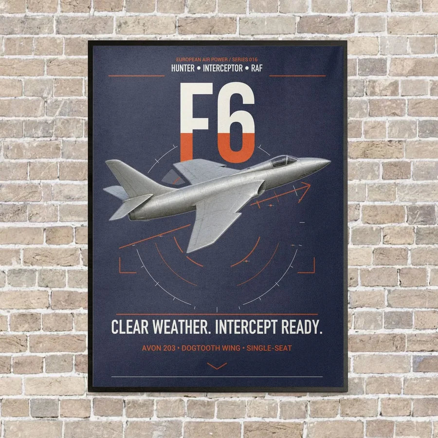 Hawker Hunter F6 vertical canvas print - framed - navy blue background