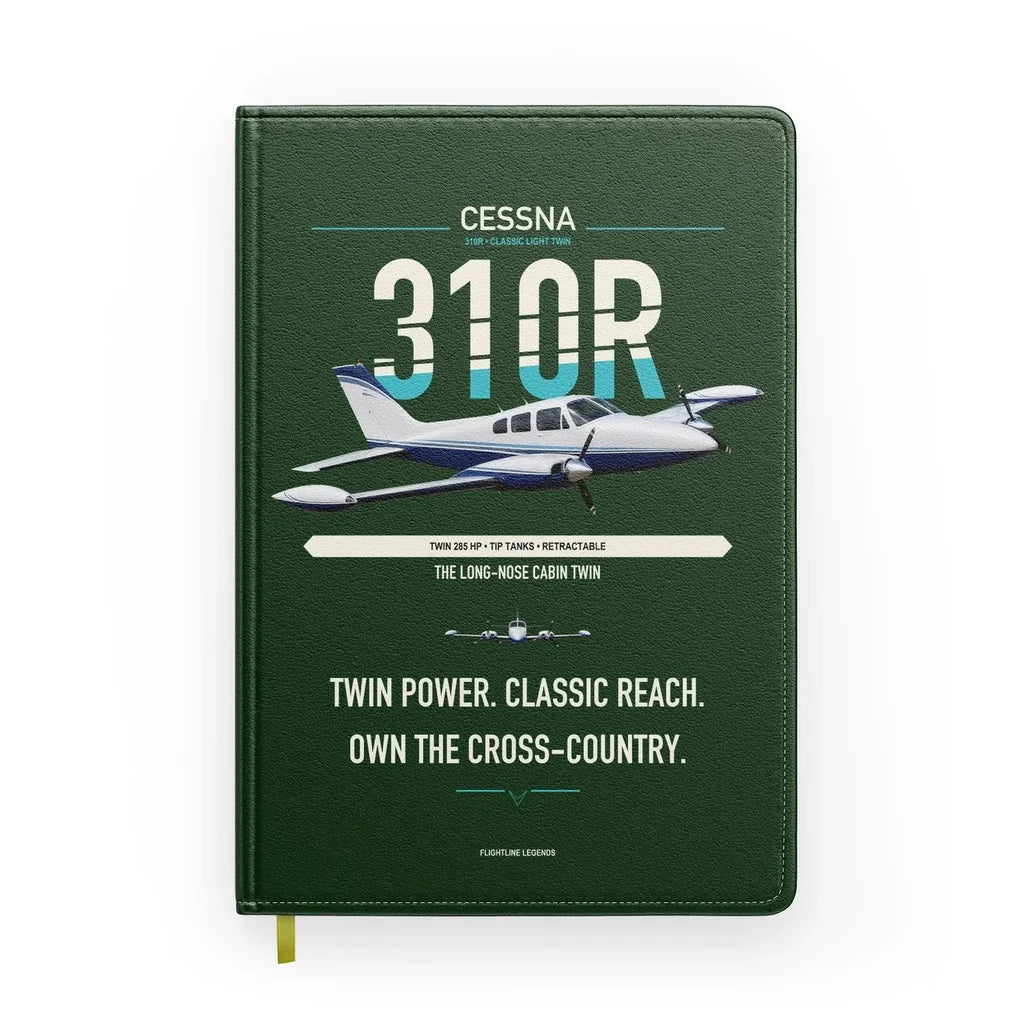 Cessna 310R design on dark green notebook