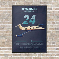 Thumbnail for Bombardier Learjet 24 vertical canvas print - framed - navy blue background
