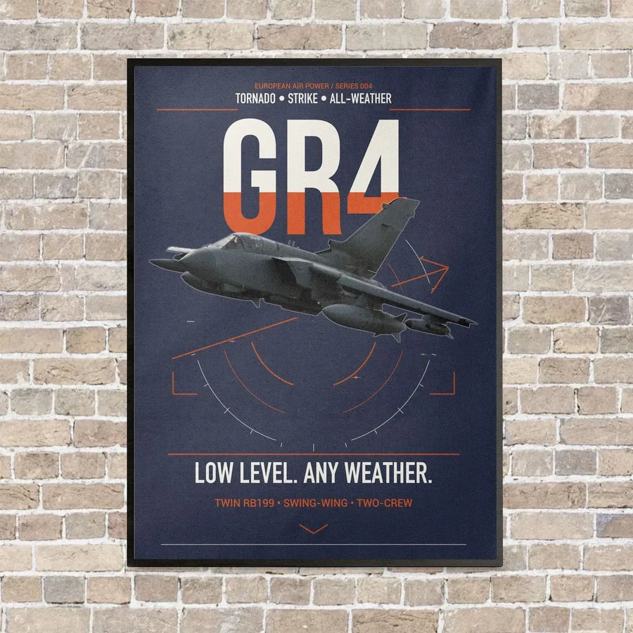 Panavia Tornado GR4 vertical canvas print - framed - navy blue background