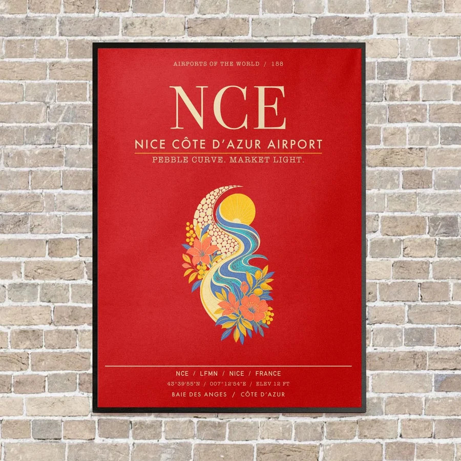 Nice Cote dAzur Airport NCE - Canvas Framed - Red