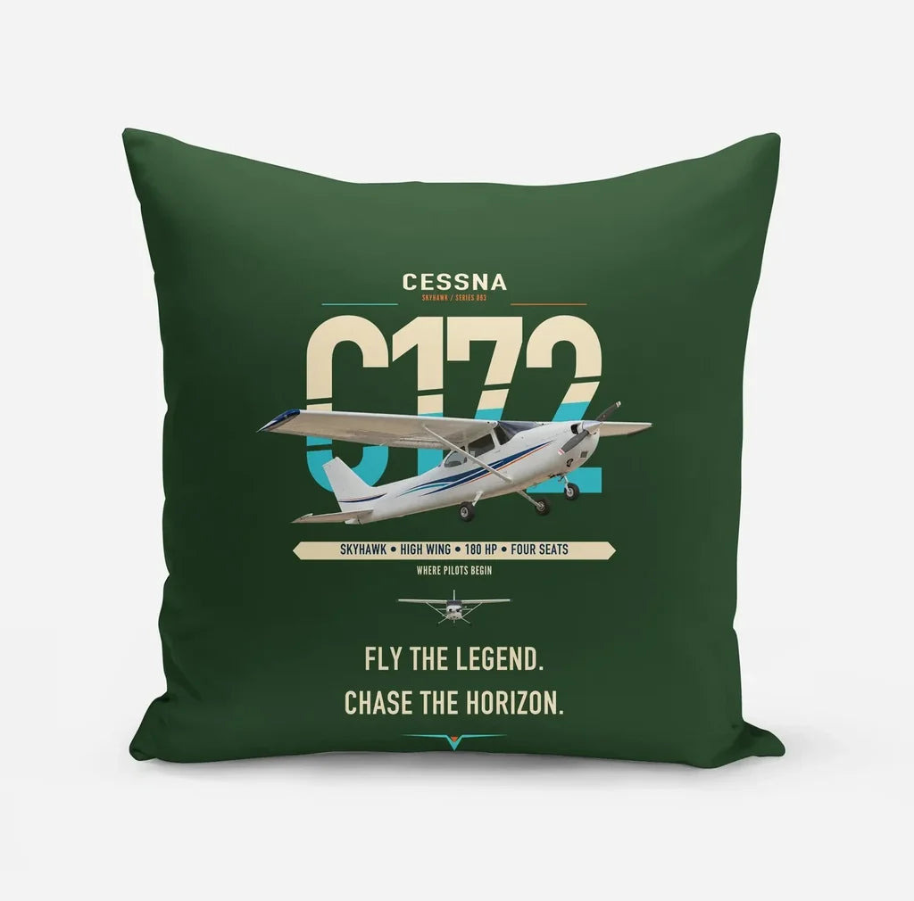 Cessna 172 Skyhawk design on dark green pillow
