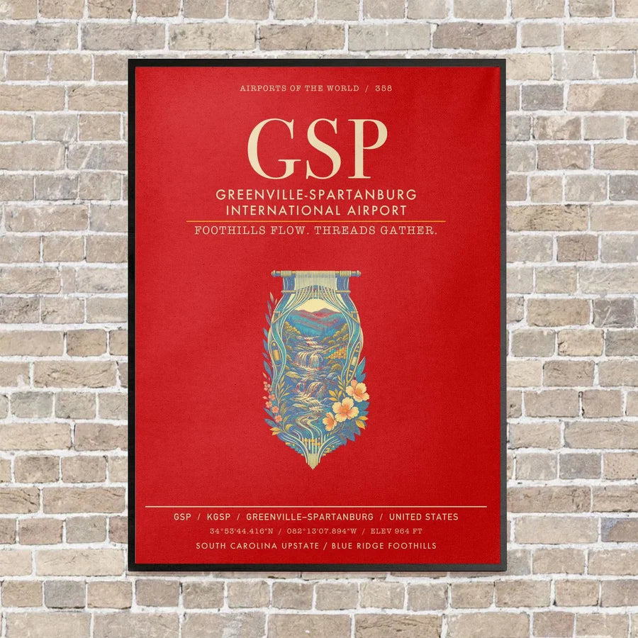 Greenville-Spartanburg International Airport GSP - Canvas Framed - Red