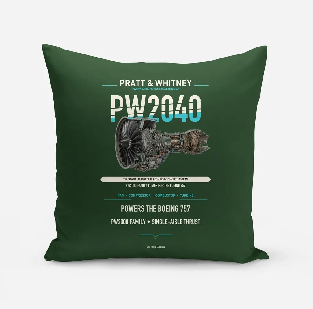 PW2040 design on dark green pillow
