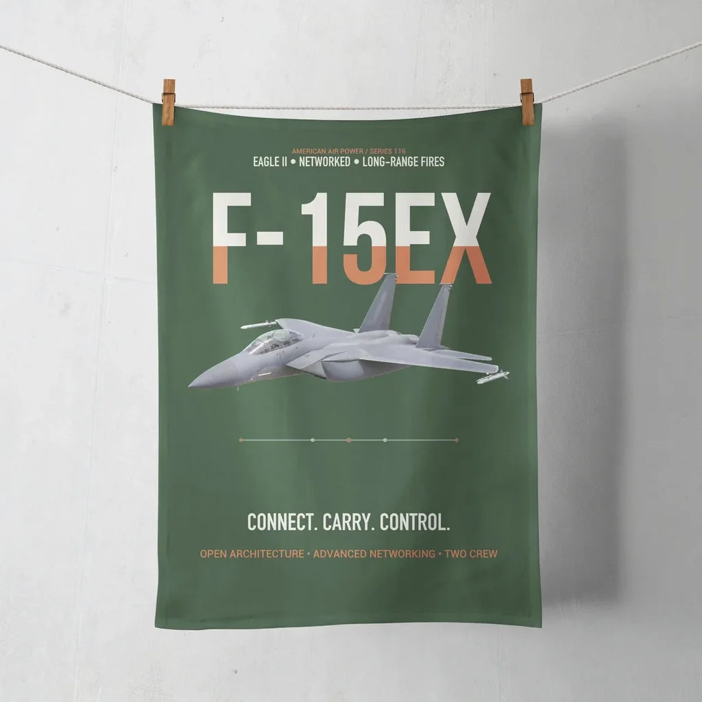 F-15EX Eagle II Connect Carry Control design on dark green towel