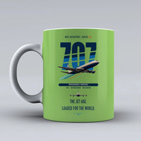 Thumbnail for Boeing 707-320C double-side print on light green ceramic mug