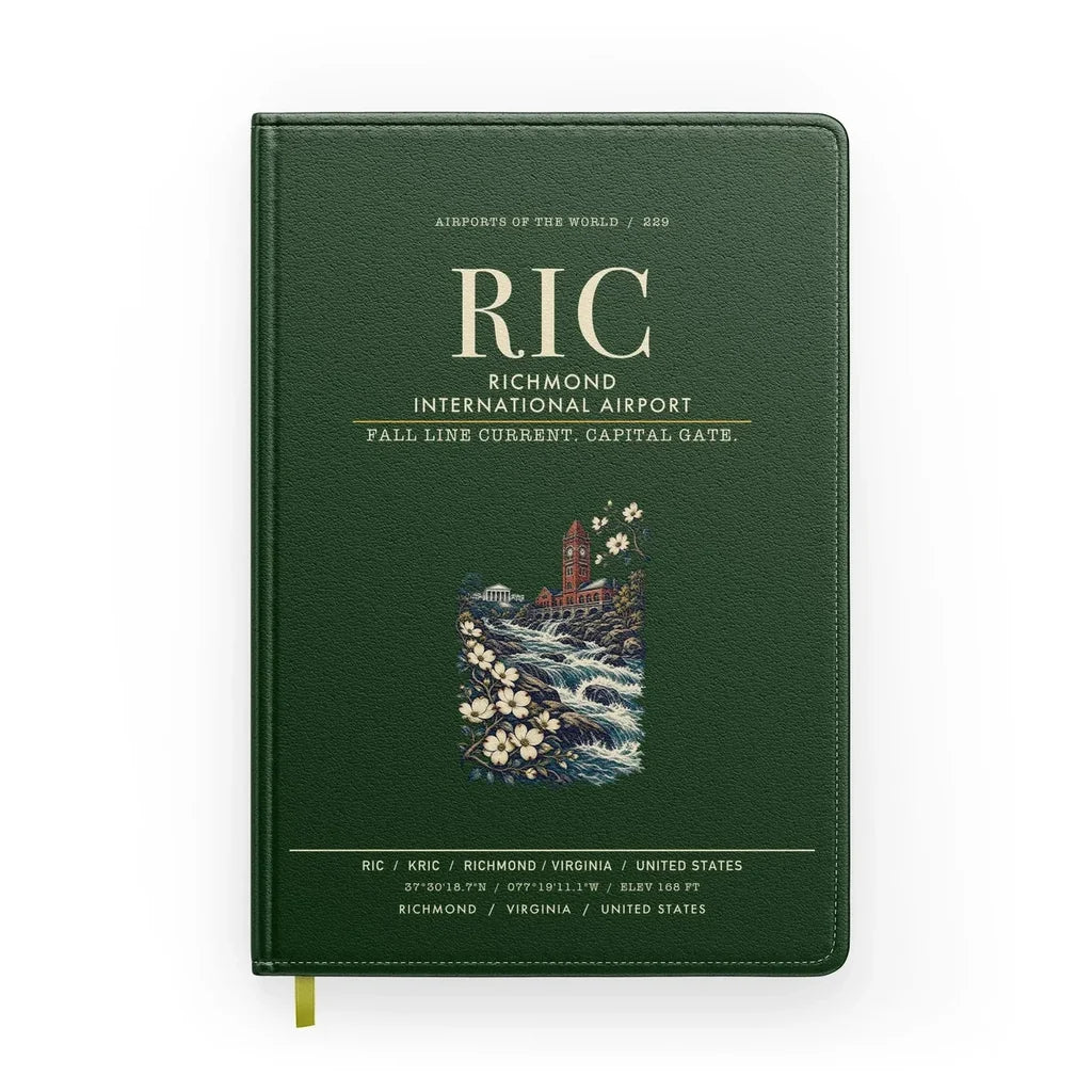 Richmond International Airport (RIC) design on dark green notebook