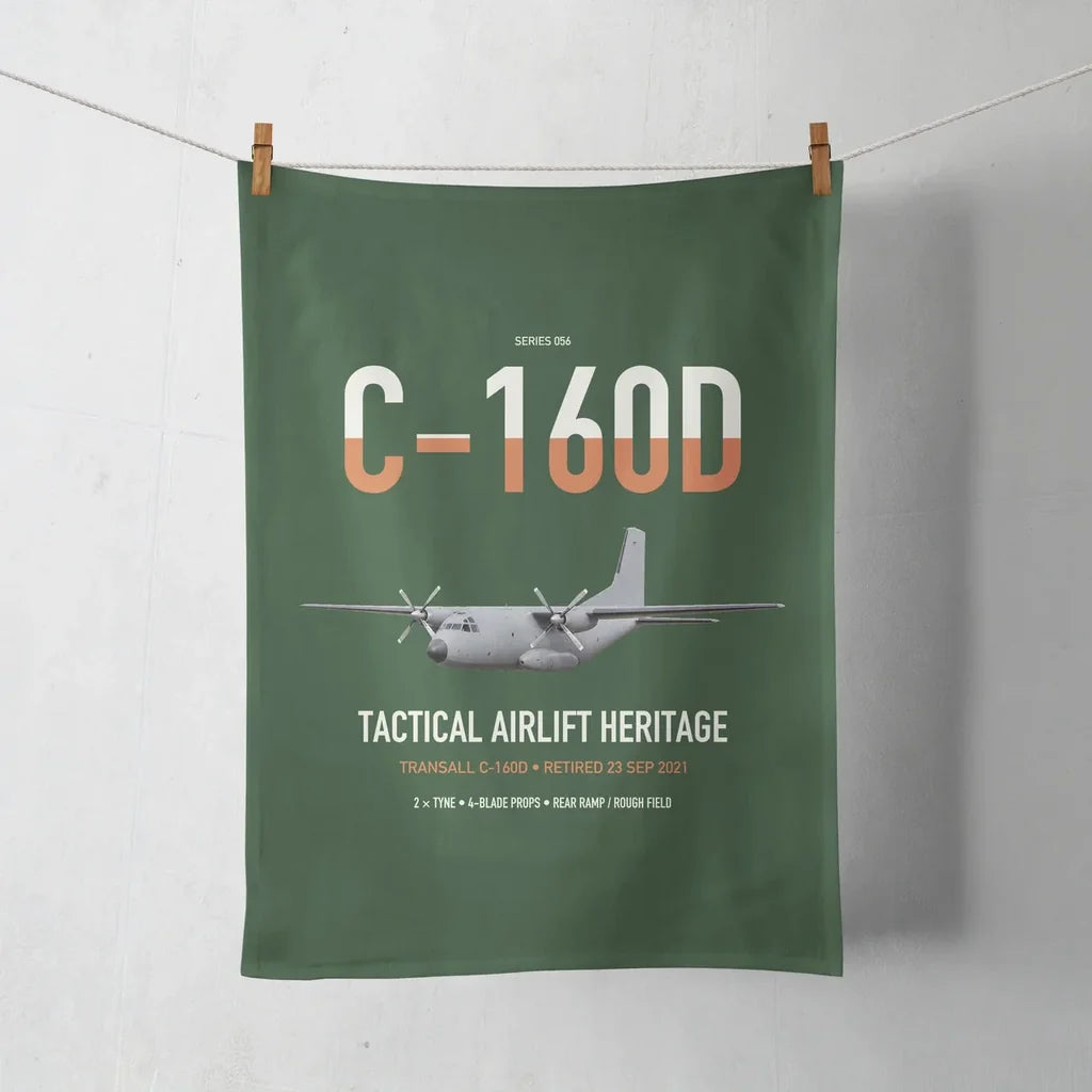 Transall C-160D design on dark green towel