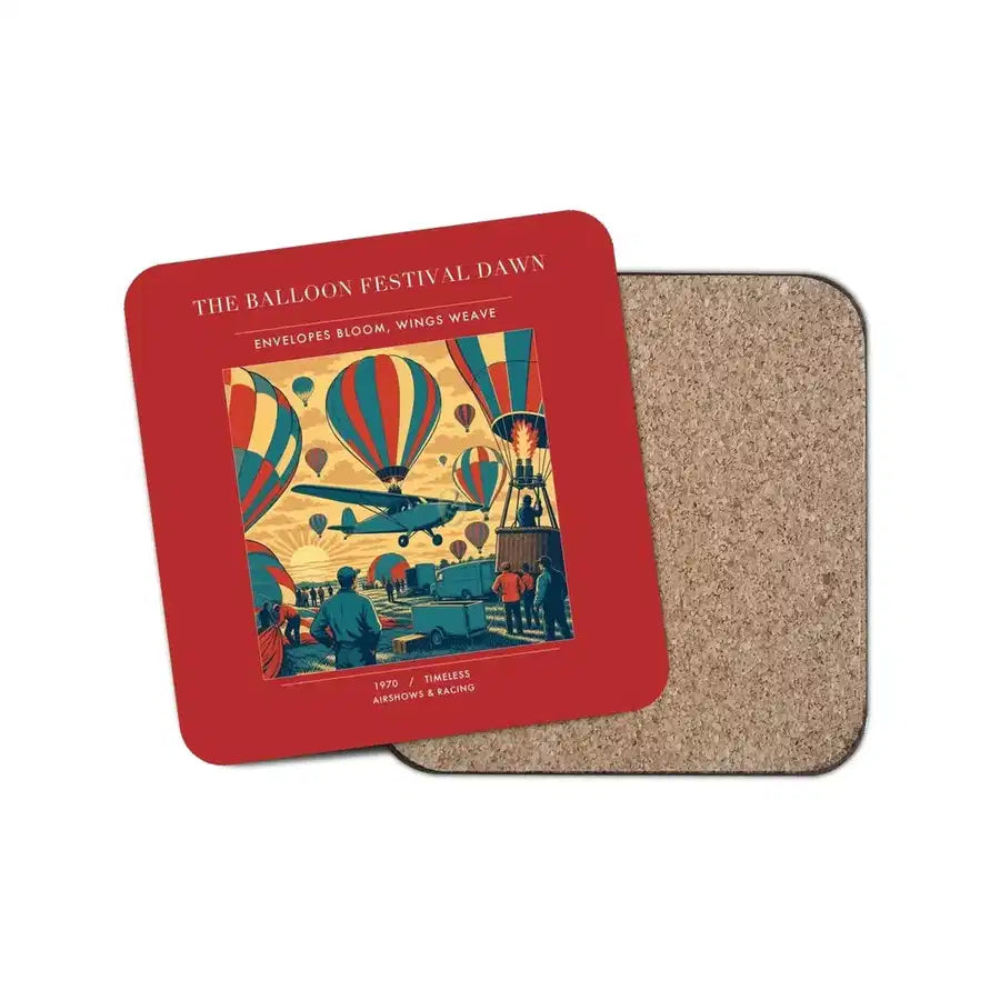 The Balloon Festival Dawn - Designed Coasters design on red 1-piece