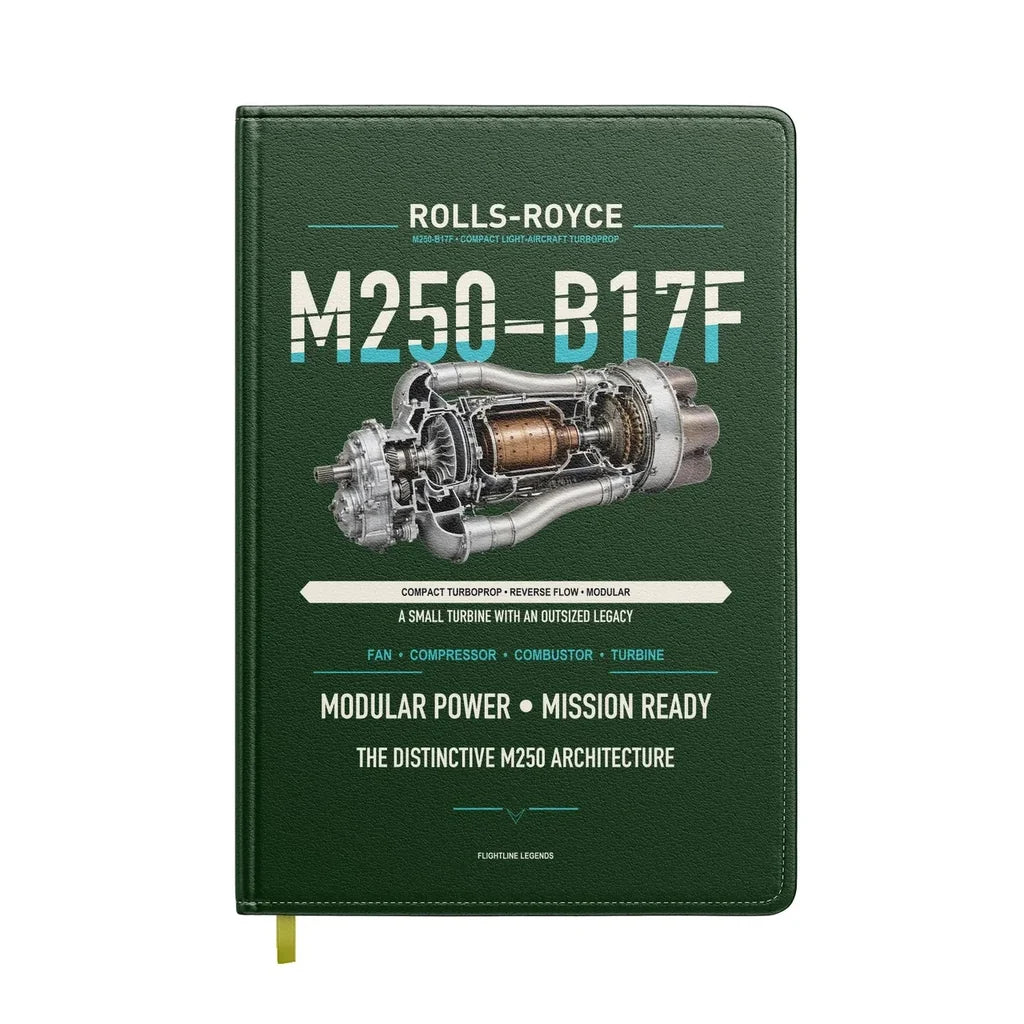 M250-B17F design on dark green notebook