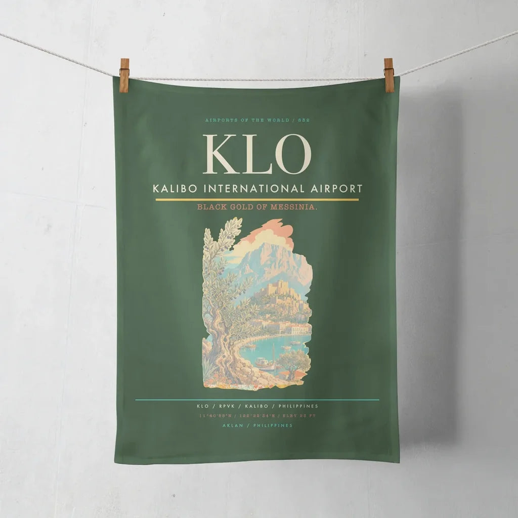 Kalibo International Airport (KLO) design on dark green towel
