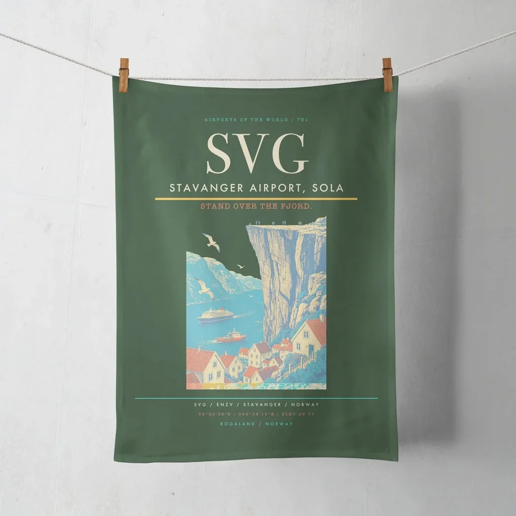 Stavanger Airport, Sola (SVG) design on dark green towel