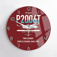 Thumbnail for Tecnam P2006T design on dark red no frame wall clock