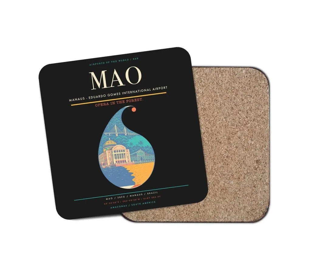 Manaus - Eduardo Gomes International Airport MAO Coaster 1-Piece - Black
