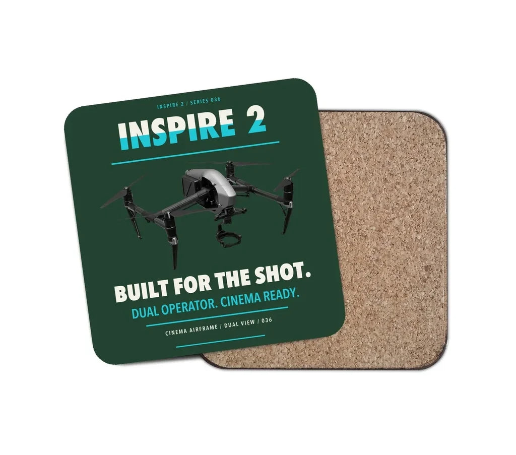 DJI Inspire 2 design on dark green 1 piece coaster