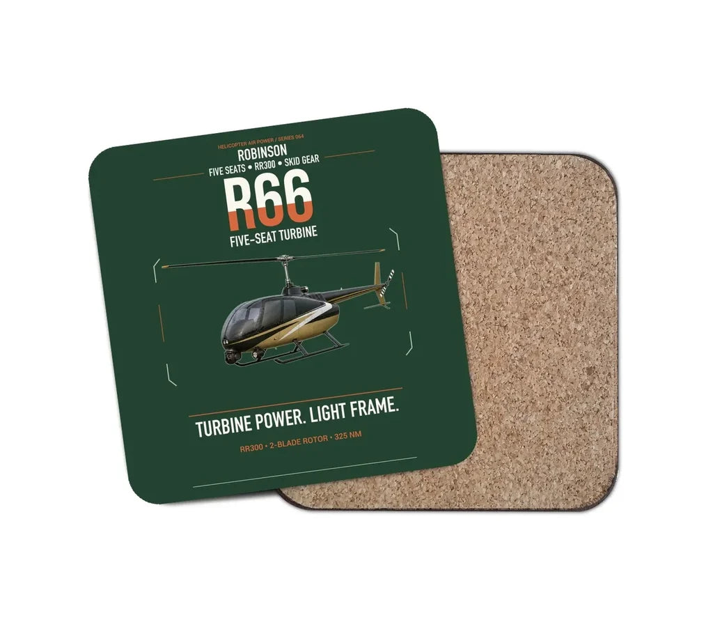 Robinson R66 design on dark green 1 piece coaster