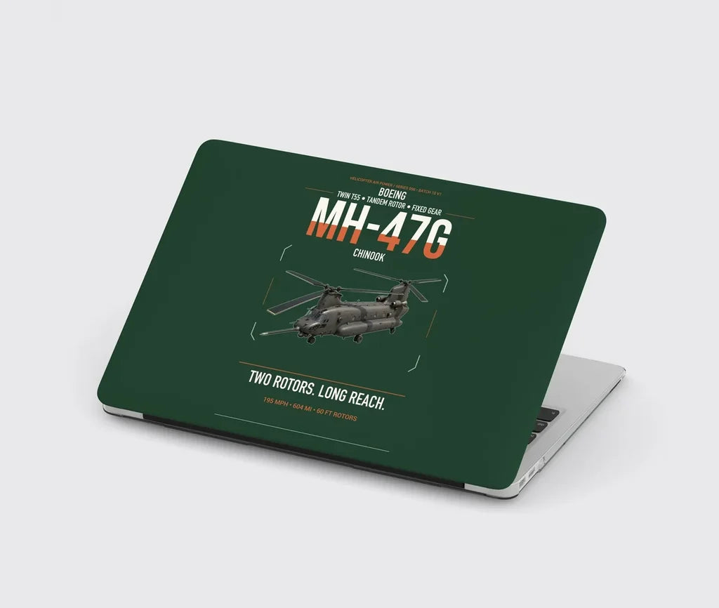 Boeing MH-47G Chinook design on dark green MacBook case