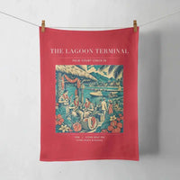 Thumbnail for VINTAGE G4057 - The Lagoon Terminal - Designed Towels design on red