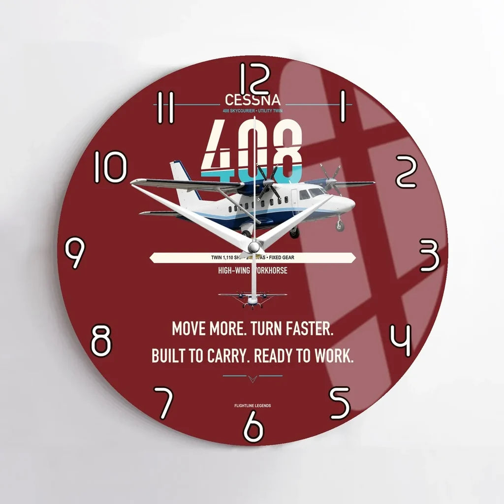 Cessna 408 SkyCourier design on dark red no frame wall clock