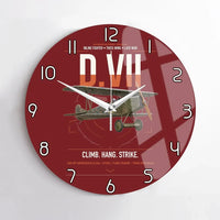 Thumbnail for Fokker D.VII design on dark red no frame wall clock