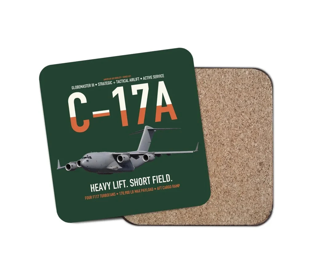 C-17A Globemaster III design on dark green 1 piece coaster