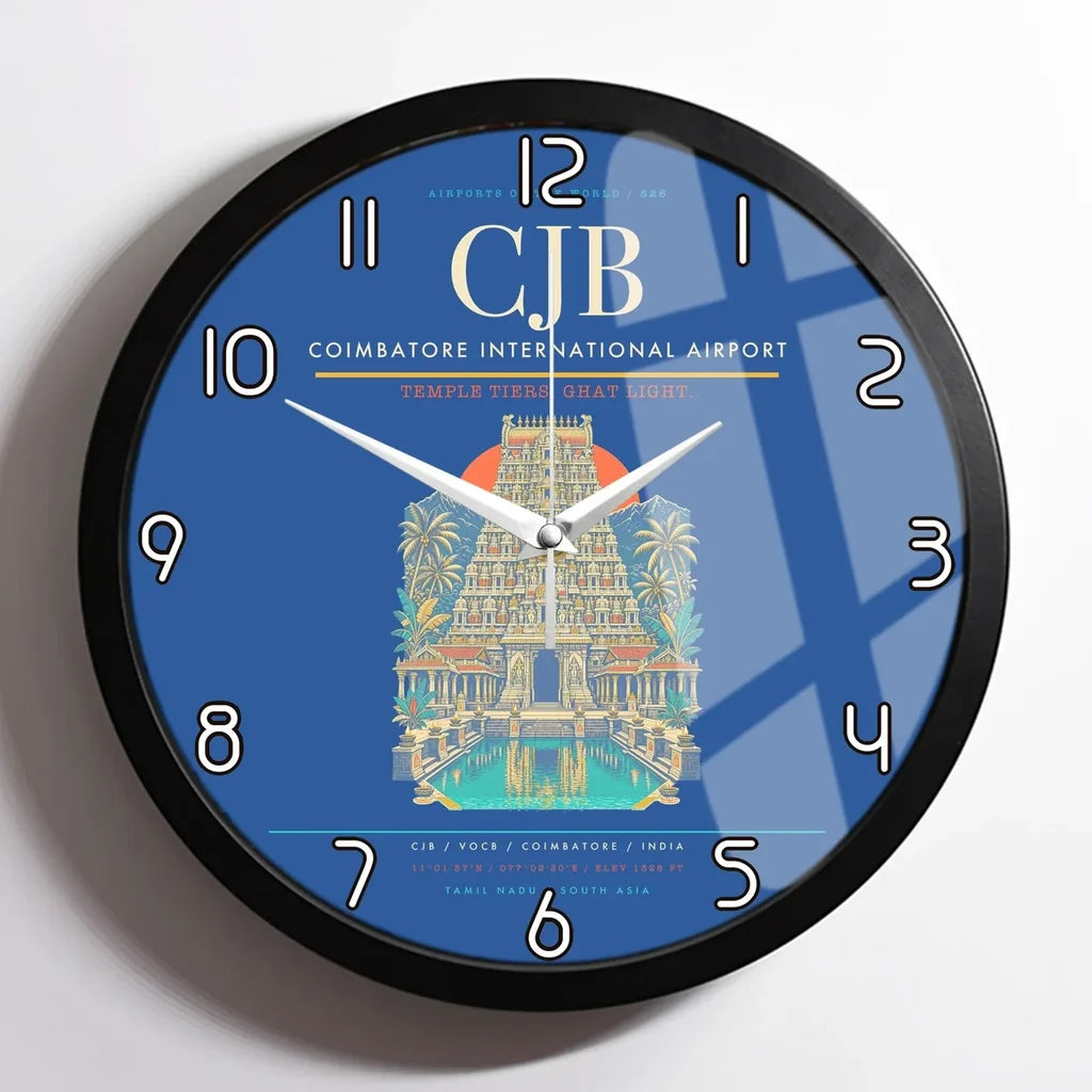 Coimbatore International Airport CJB Wall-Clock Framed - Blue
