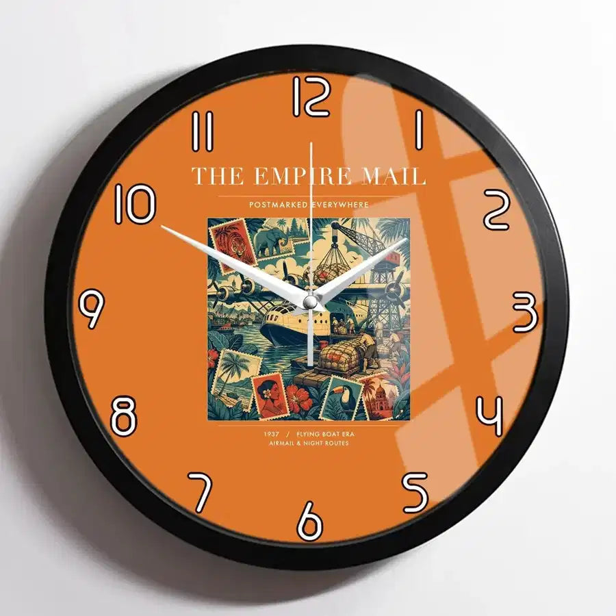 VINTAGE G4073 - The Empire Mail - Designed Wall Clocks design on orange framed