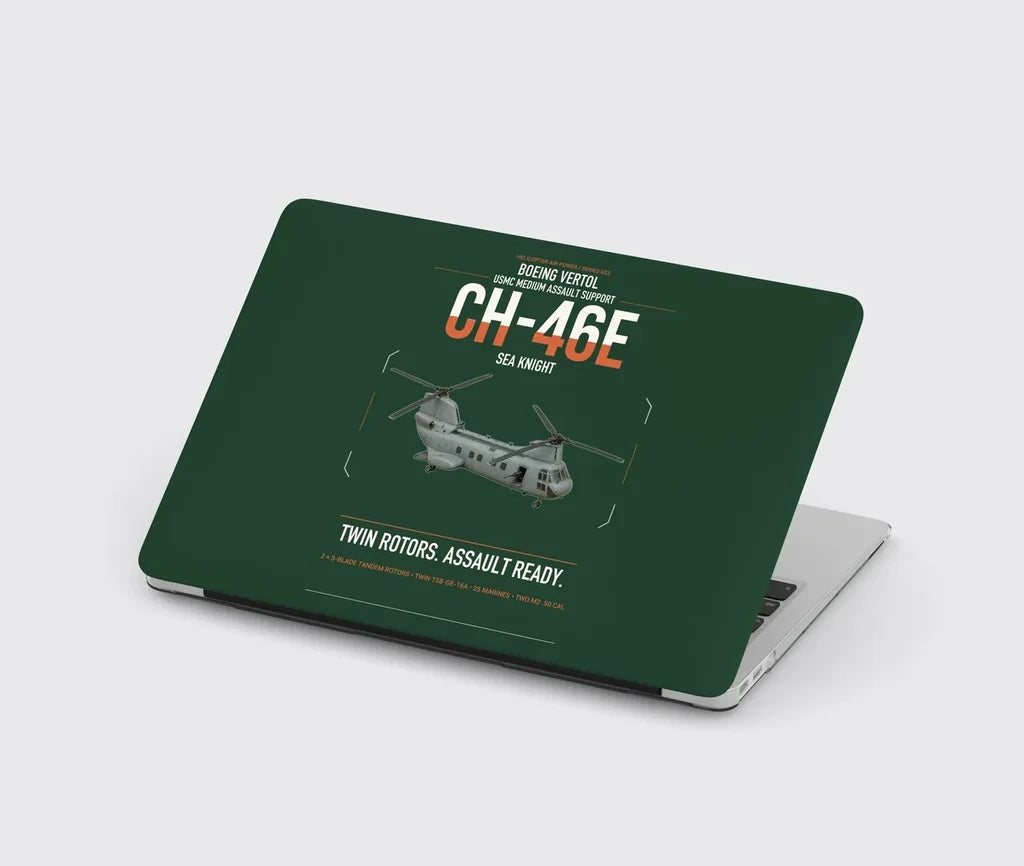 Boeing Vertol CH-46E Sea Knight design on dark green MacBook case