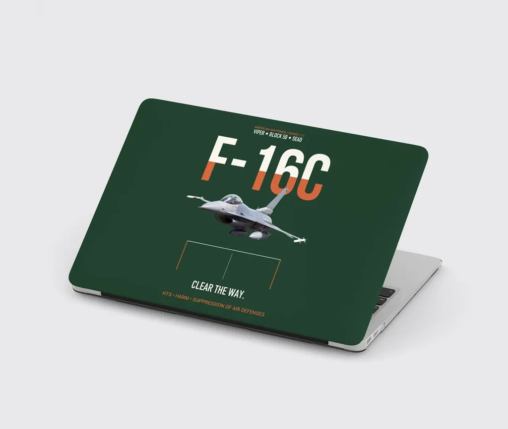 F-16C Block 50 Clear The Way design on dark green MacBook case