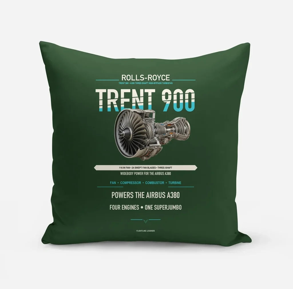 TRENT 900 design on dark green pillow
