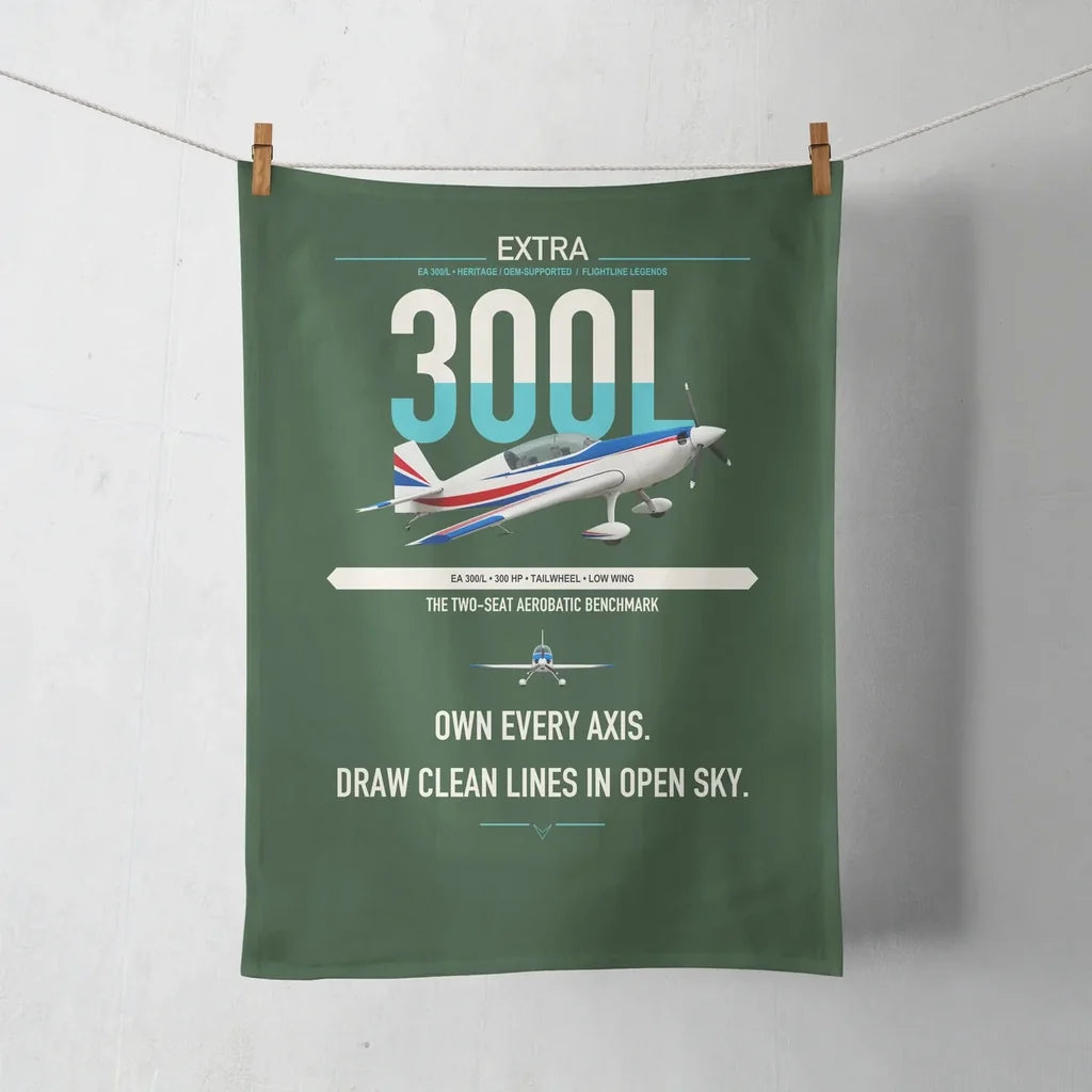 Extra 300L design on dark green towel