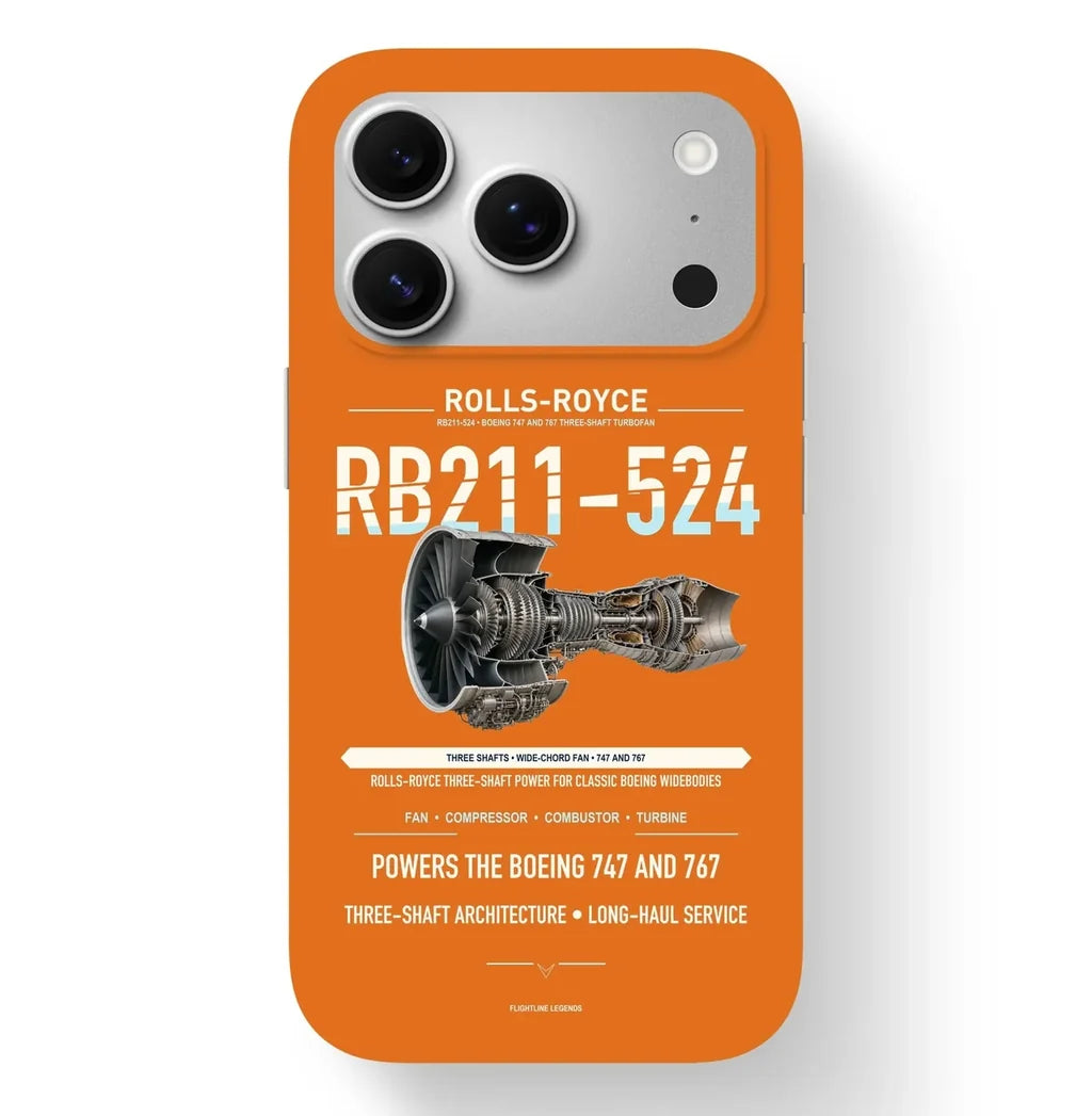 RB211-524 Case design on orange iphone case