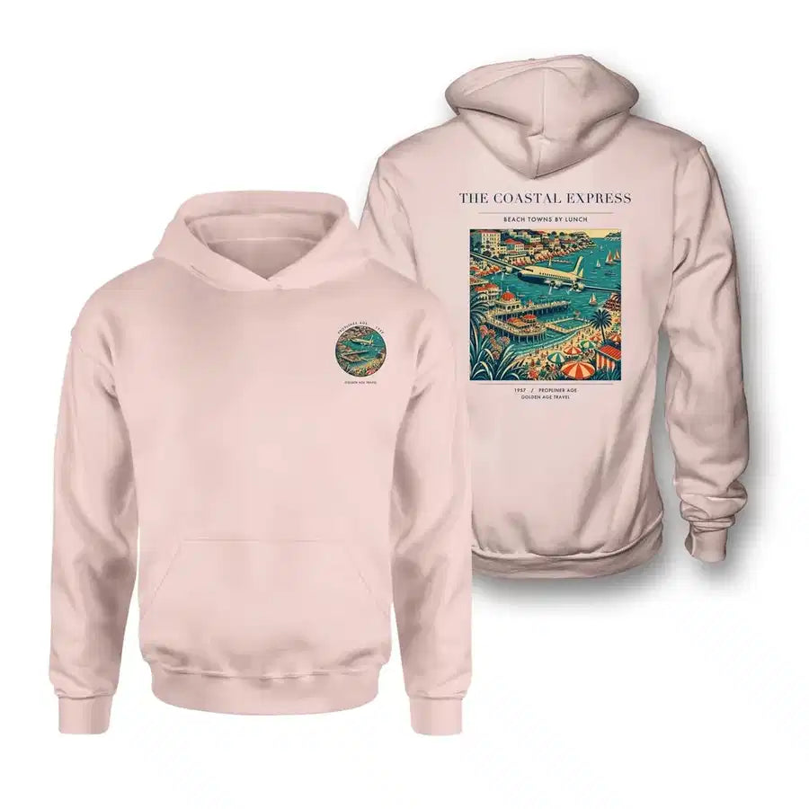 VINTAGE G4096 - The Coastal Express - Double-Side Hoodie design on pink double side